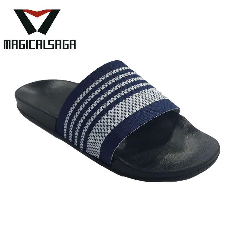Newest eco-friendly red fly knit material beach sandals upper for slide slipper men sandal