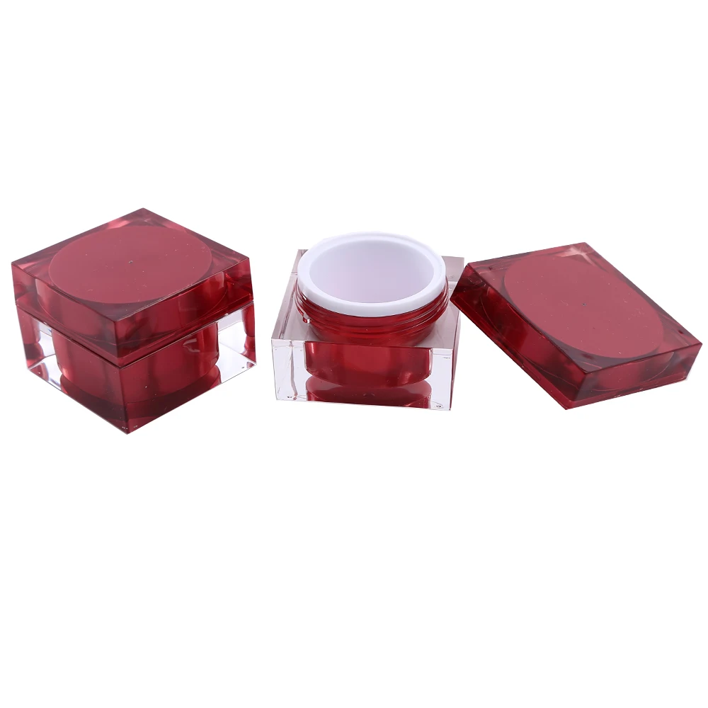 STRAIGHT SQUARE 15ML 30ML 50ML ACRYLIC CREAM JAR WITH LID