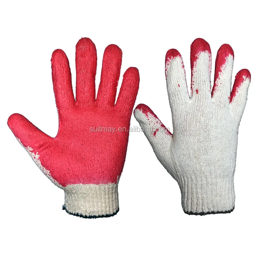 String Knitted Cotton Glove Latex Dipped Gloves Rubber Dipped Cotton Gloves