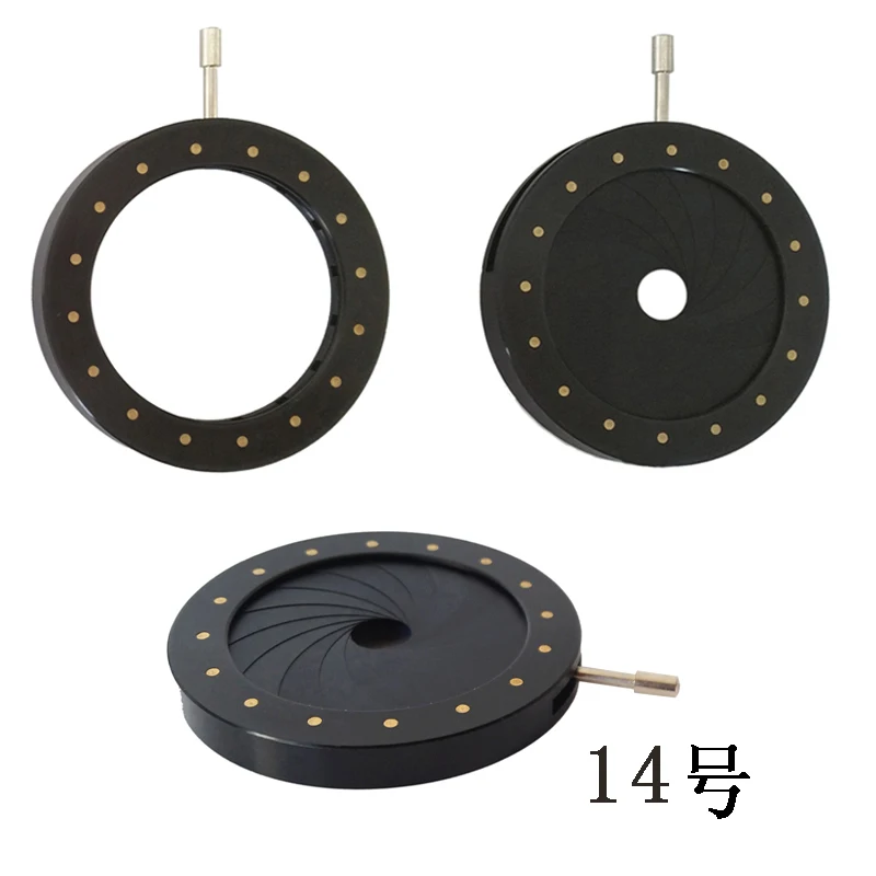 Microscope iris diaphragm with Adjustable Aperture