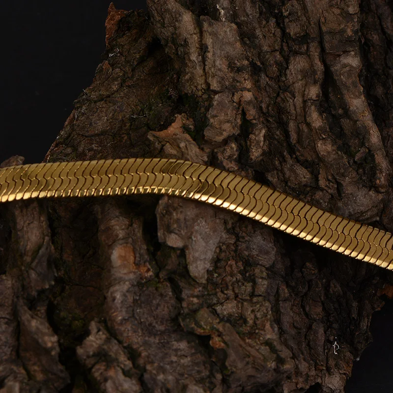 
10mm PVD 14K Gold Plaiting Stainless steel Herringbone Link Chain Wholesale 