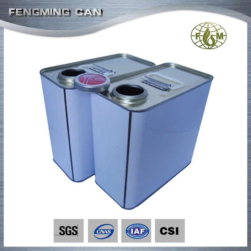 2 liter white jerry can square oil tin can with flexible spout lid