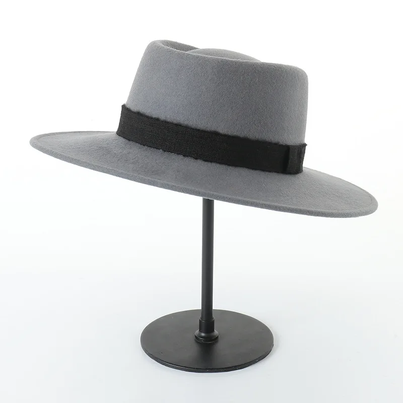 
High Quality 100 Wool Felt Pork Solid Flat Top Hat 