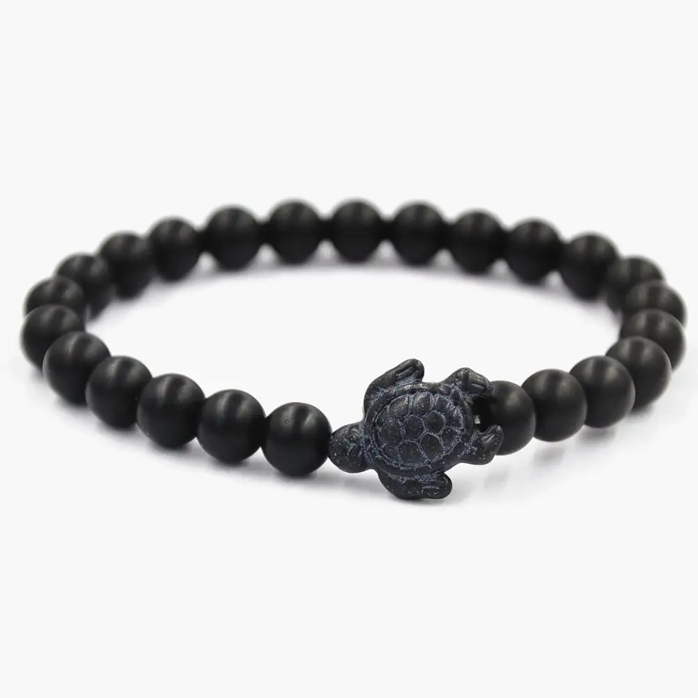 Fashion Agate Jewelry Turtle Bracelet Natural Stone 8mm Matt Frosted Lucky Agate Wholesale Bead Bracelet