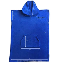 Cotton Surf Beach Hooded Poncho Changing Bath Robe Towel with Pocket with embroidery LOGO
