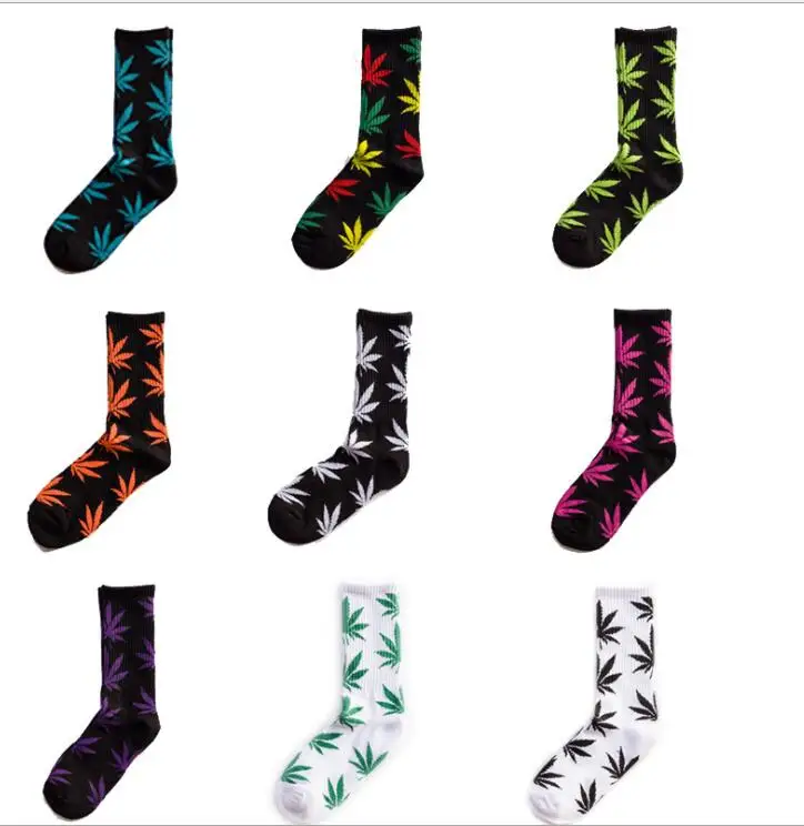 Winter high Quality Harajuku chaussette Style Weed leaf Socks For Women Men Hip Hop Socks Custom