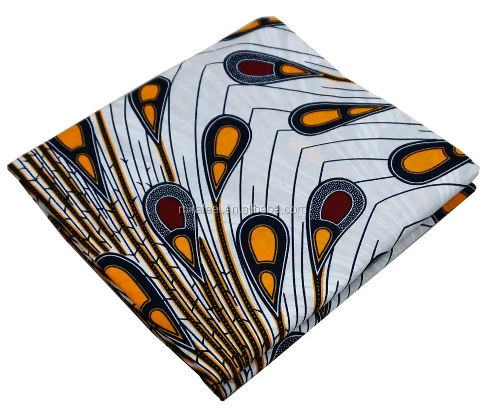 Popular african wax fabric wholesale african printed fabric with peacock tail pattern beautiful for women party dress
