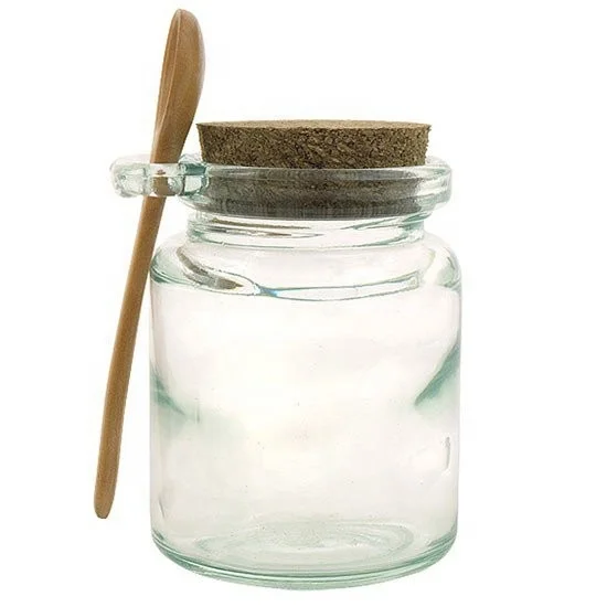 Wholesale Glass jar with wooden lid and spoon