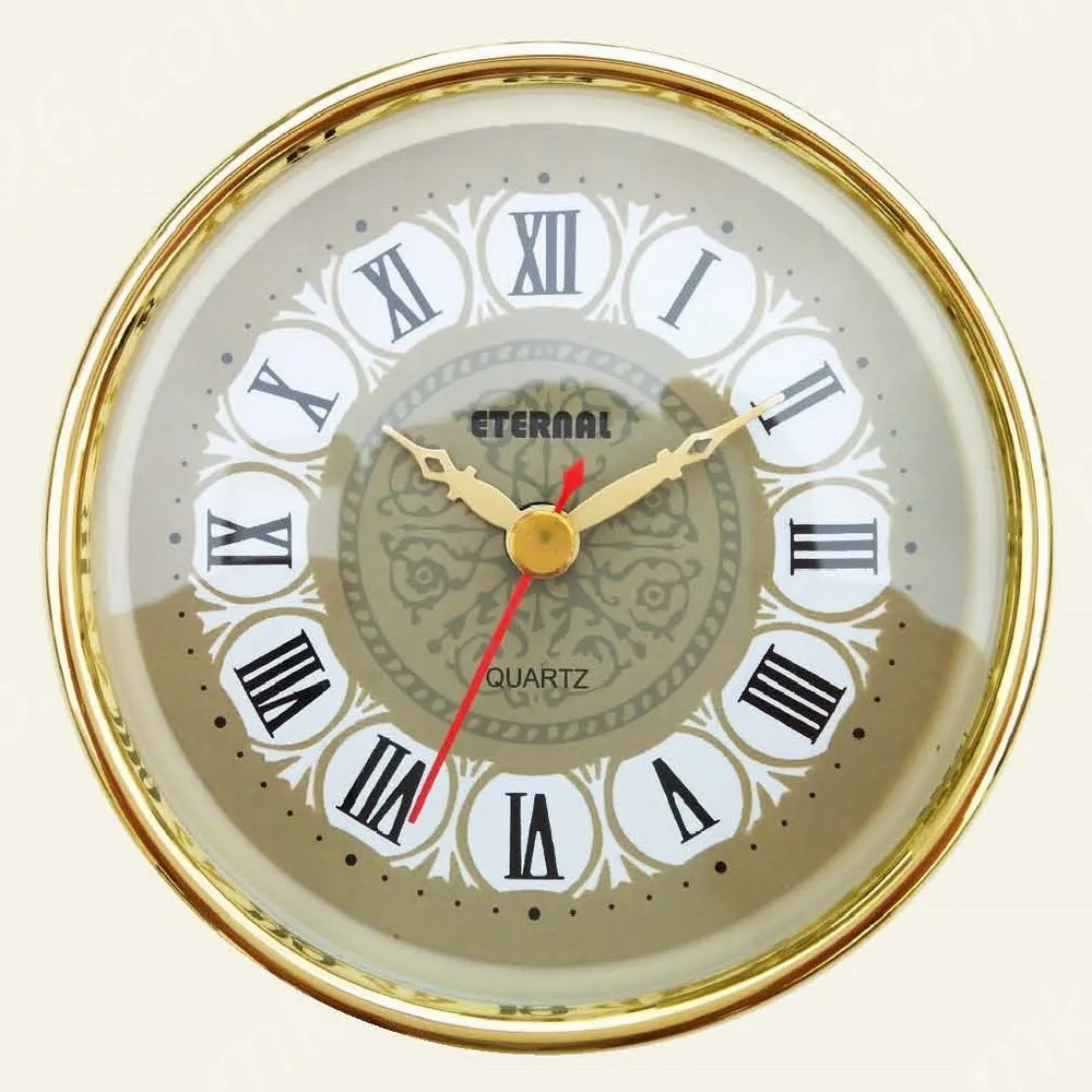 
100mm decorative gold plating plastic frame mineral glass lens quartz clock movement small clock fit up 