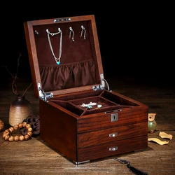 Custom  New Wholesale Solid Wood  Jewelry  Box With Lock Luxury Wooden Case