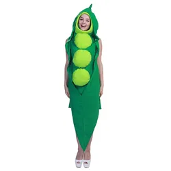 Cute custom mascot costumes for women green hooded costume Adult Pea jumpsuit for Halloween carnival