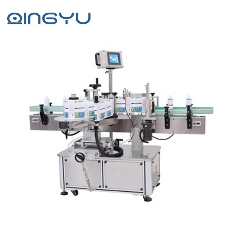 
Automatic twin heads square round flat butter detergent bottle sticker auto adhesive wrap bottle shampoo labeling machine 