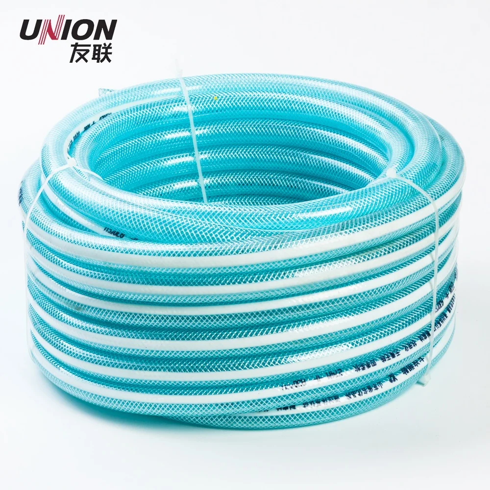 Blue  Nylon Braided PVC Hose, PVC Transparent Hose, Non-toxic Plastic Fibre Reinforced Tube