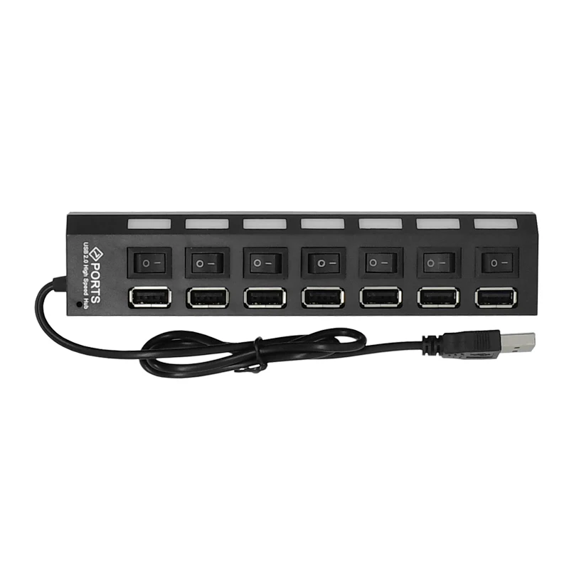 
L-CUBIC High Speed Independent Switch Control with LED Indicators laptop 2.0 7 Port USB HUB man 