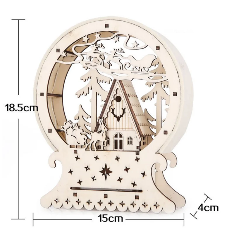 2021 New Products LED light deer cart creative Christmas Gift luminous wooden house Model
