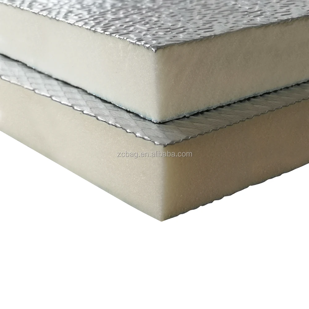 White polyisocyanurate PIR thermal insulation foam moisture barrier reflective aluminum foil foam roof panel