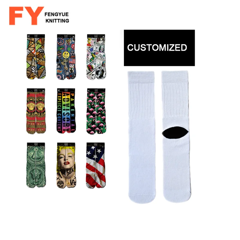 FY-II-1286 sublimation blank socks white sublimation plain socks