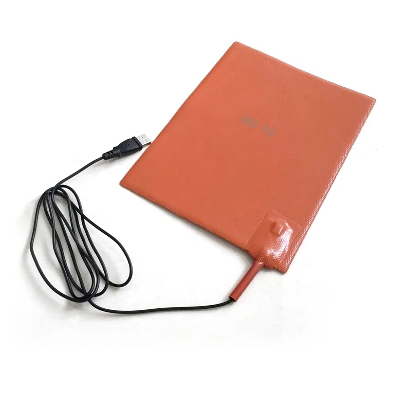 12V 24V DC power Mini Silicone rubber heating pads hot plates  with USB connectors