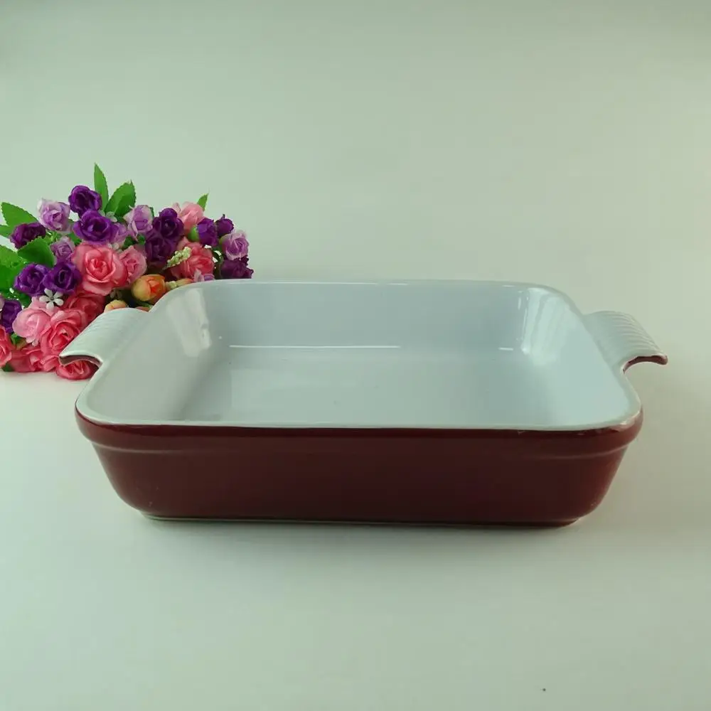 Неглубокая форма для выпечки, керамическая посуда для выпечки, квадратная керамическая посуда для выпечки