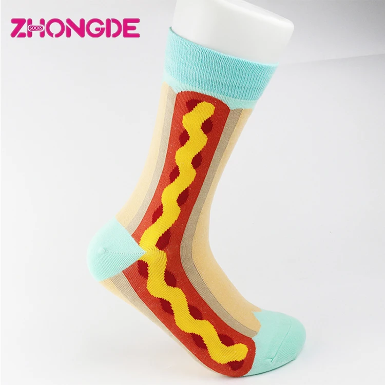 Fun funky novelty men silly socks fast food brand donut crew socks
