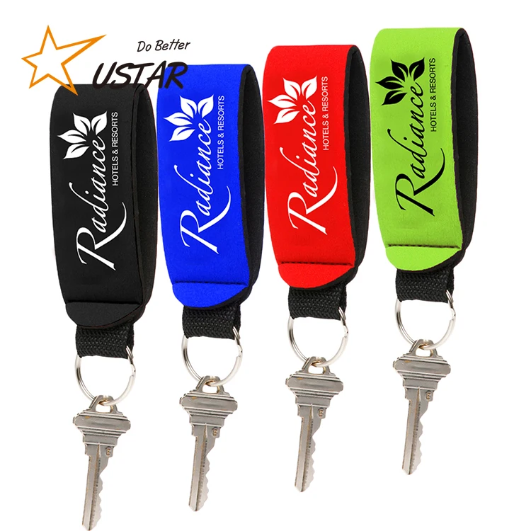 Fashion Custom Logo Neoprene Floating Key Chain Holder Cheap Key Ring Holder/ No Minimum Floating Keychain