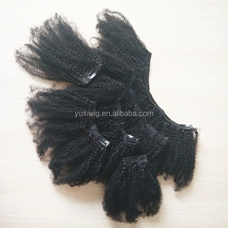 wholesale price tight afro kinky curly clip in hair extensions 100% virgin hair