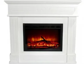 Free standing electric heater with artificial fire fireplace and modern MDF mantel TV stand
