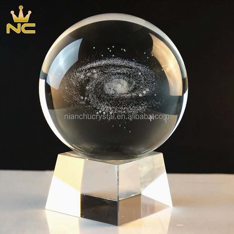Personalized 3D Laser Engraved Round Crystal Dragon Ball Glass Earth Ball For Business Love Gifts