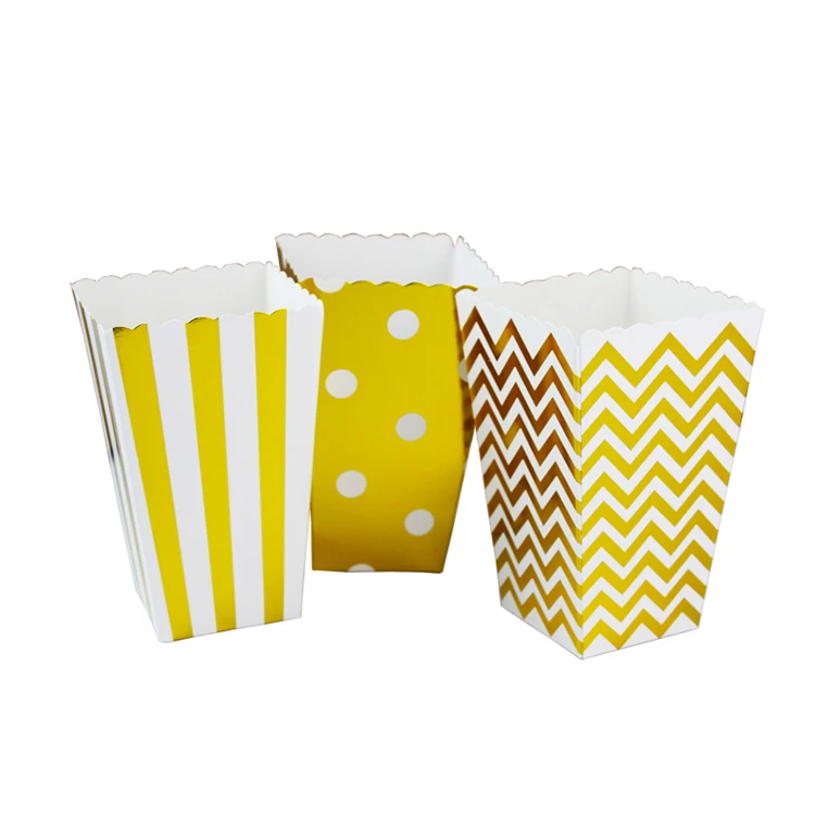 
Custom hot stamping gold silver stripe wave dot popcorn disposable paper cup 