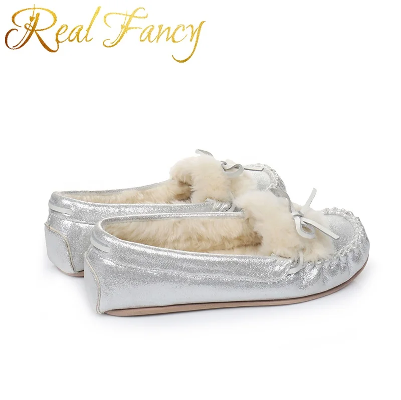 Fashion Faux Suede Upper Faux Fur Lining Casual Loafers Women Moccasins