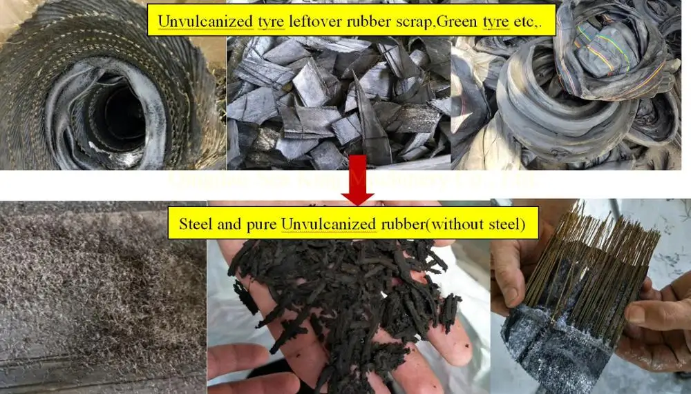 unvulcanized Green tyre scrap rubber steel wire separate machine