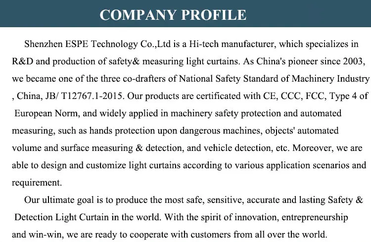 Machine Perimeter Guarding Photoelectric Optical Switch Sensor Safety Light Curtain Photocell Sensor