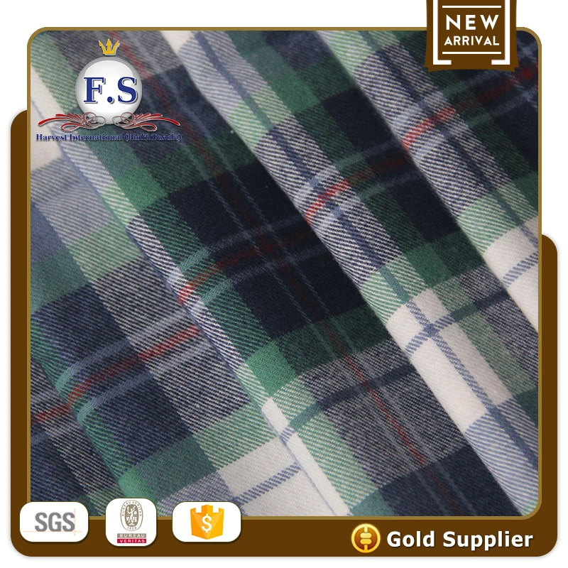 
100 cotton yarn dyed flannel fabric with construction 