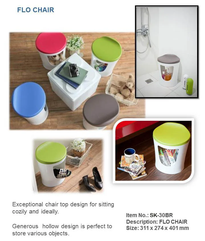 Flo Chair frothier and 30L storage with Buster, bath stool brown