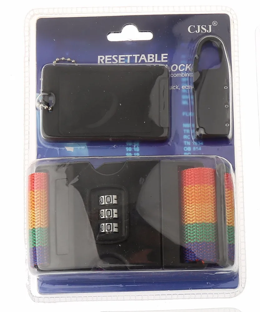 
CH-7182 3 digital combination Padlock ABS name tag luggage strap travel set 