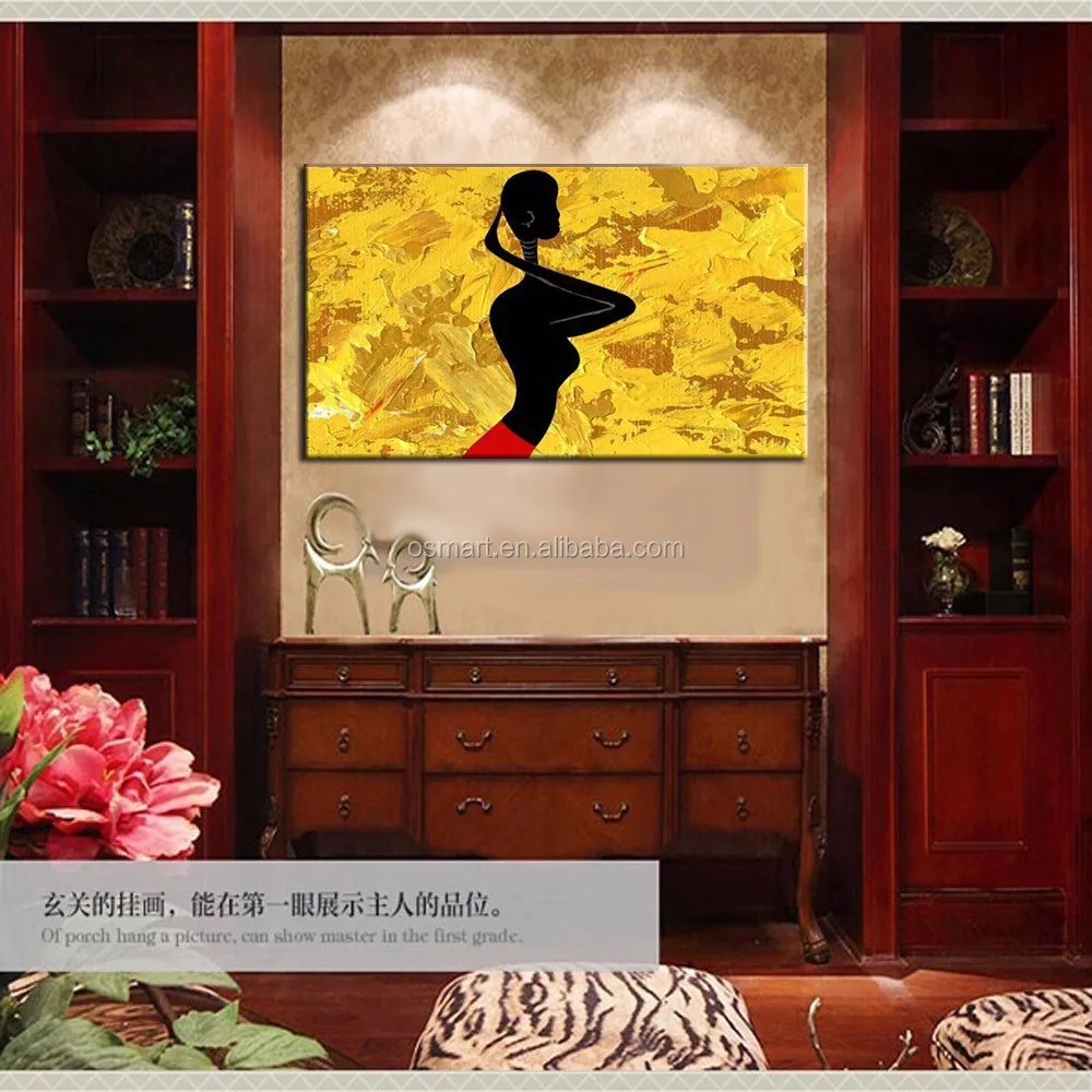 Top Artist Pure Hand-painted High Quality Modern African Lady Oil Painting on Canvas Sexy African Oil Painting for Living Room