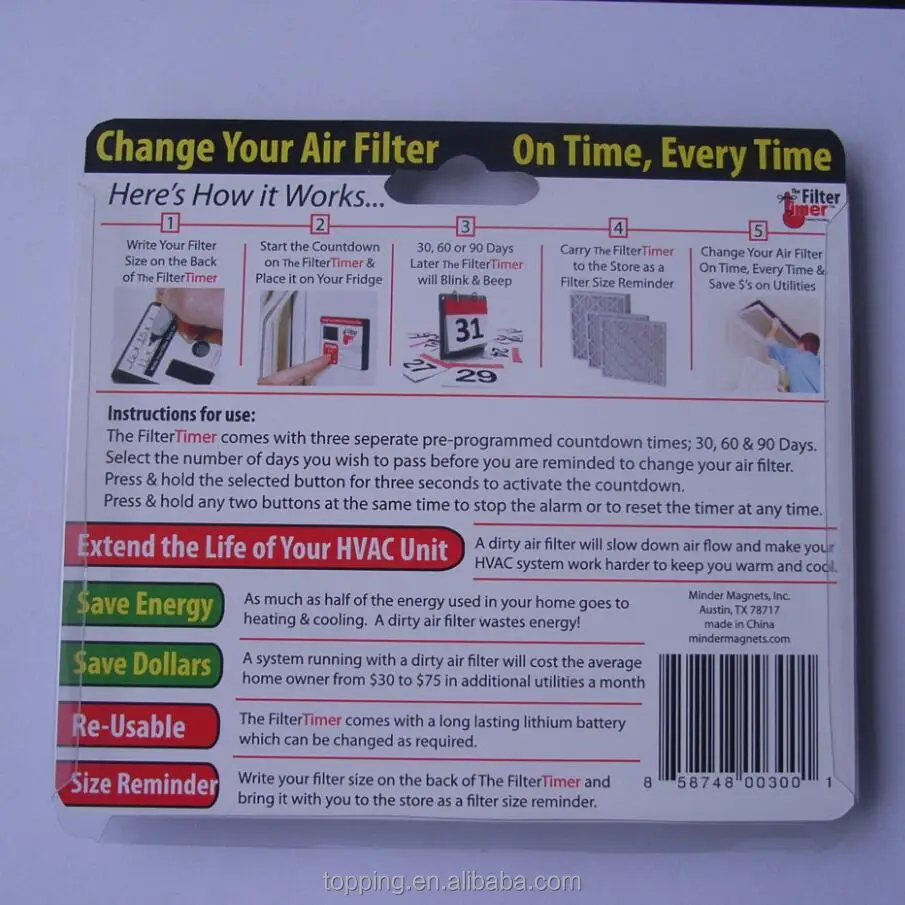 Water Filter Reminder Timer clock can set 180 days 365days count down