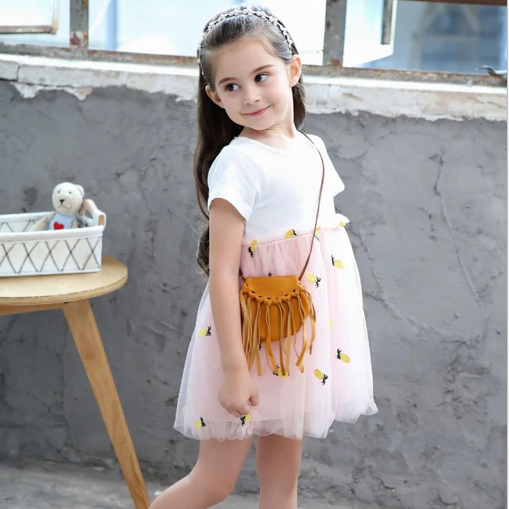 
YY20055G kids yellow with white puffy skirt kids girl summer clothes skirt 