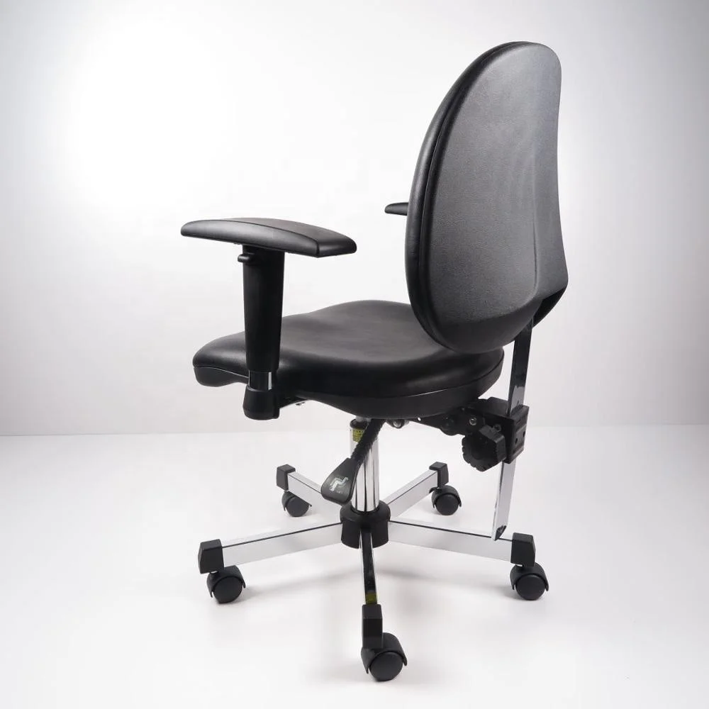 PU Leather Arm Rest ESD Chair With Plastic Cover On Seat And Back