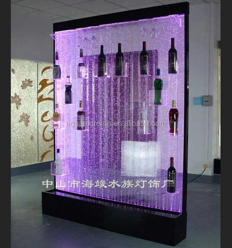 Customized acrylic led lighting water bubble wall wine cabinet for bar decoration