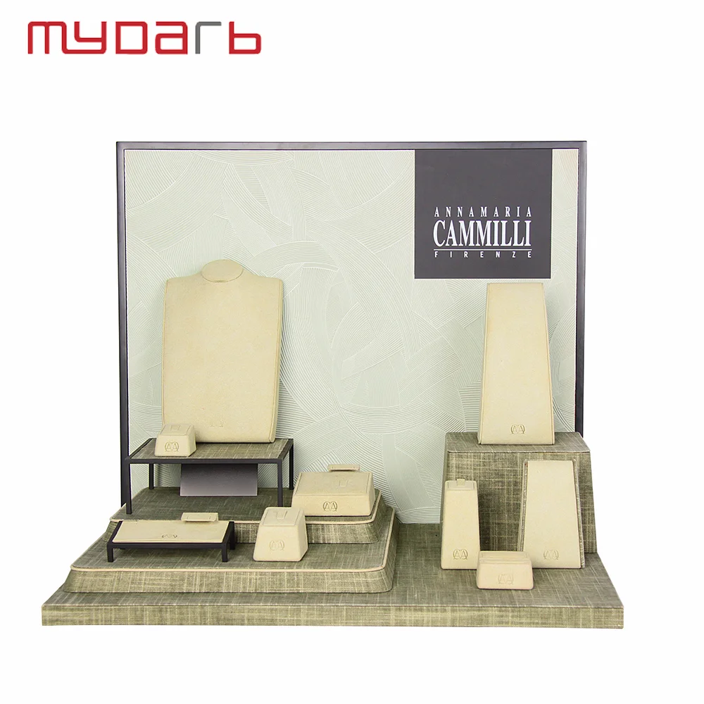 MYDARB Custom  Best selling MDF velvet microfiber material acrylic painted jewelry display rack sets