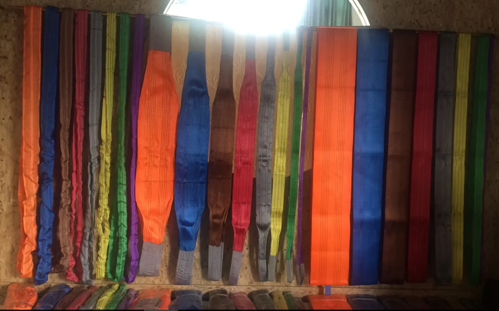 3Ton safety factor 7:1 width 90mm  reinforced eye type flat polyester lifting double ply webbing sling belt