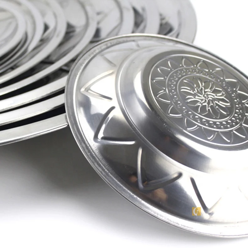 20cm Silvery Stainless Steel Dinner Plate Indian Dishes For Restaurant Food dinnerware plate