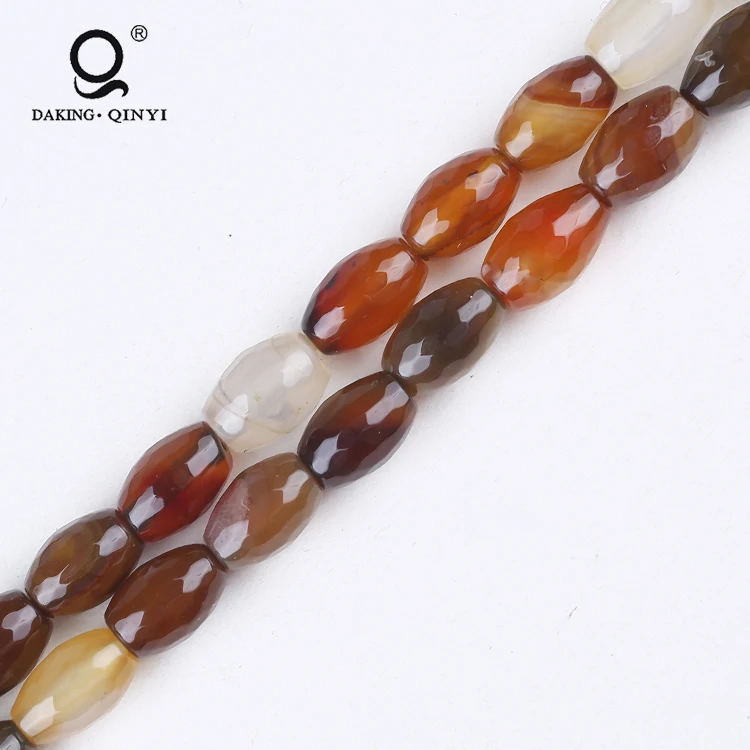 Factory Supply Wholesale Bulk Rice Shape Faceted Agate Stone Beads For Jewelry Making