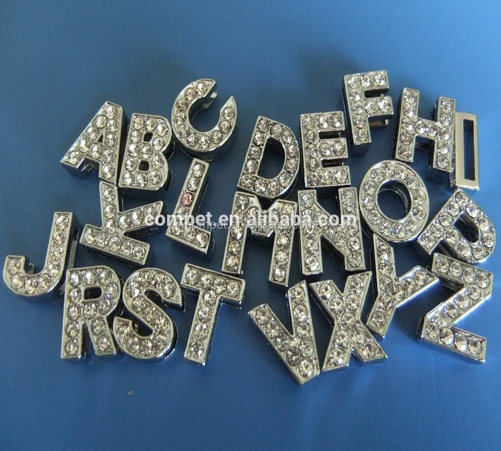 All Sufficient Polished High Quality personalized Zinc Alloy Metal DIY Plain slide alphabet letters