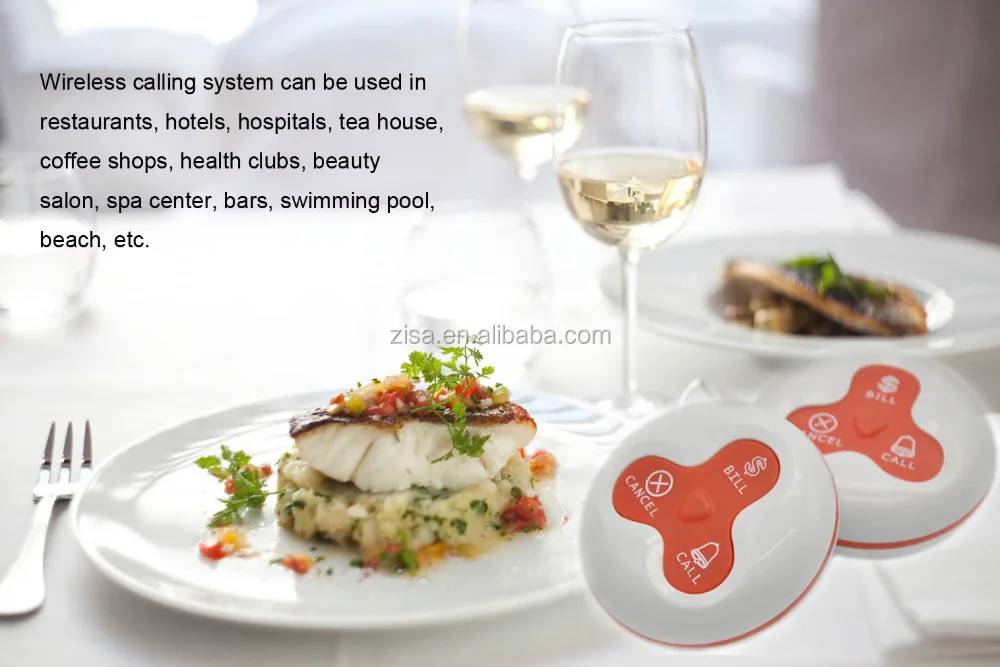 Zisacall restaurant waiter call system call button to call waiter