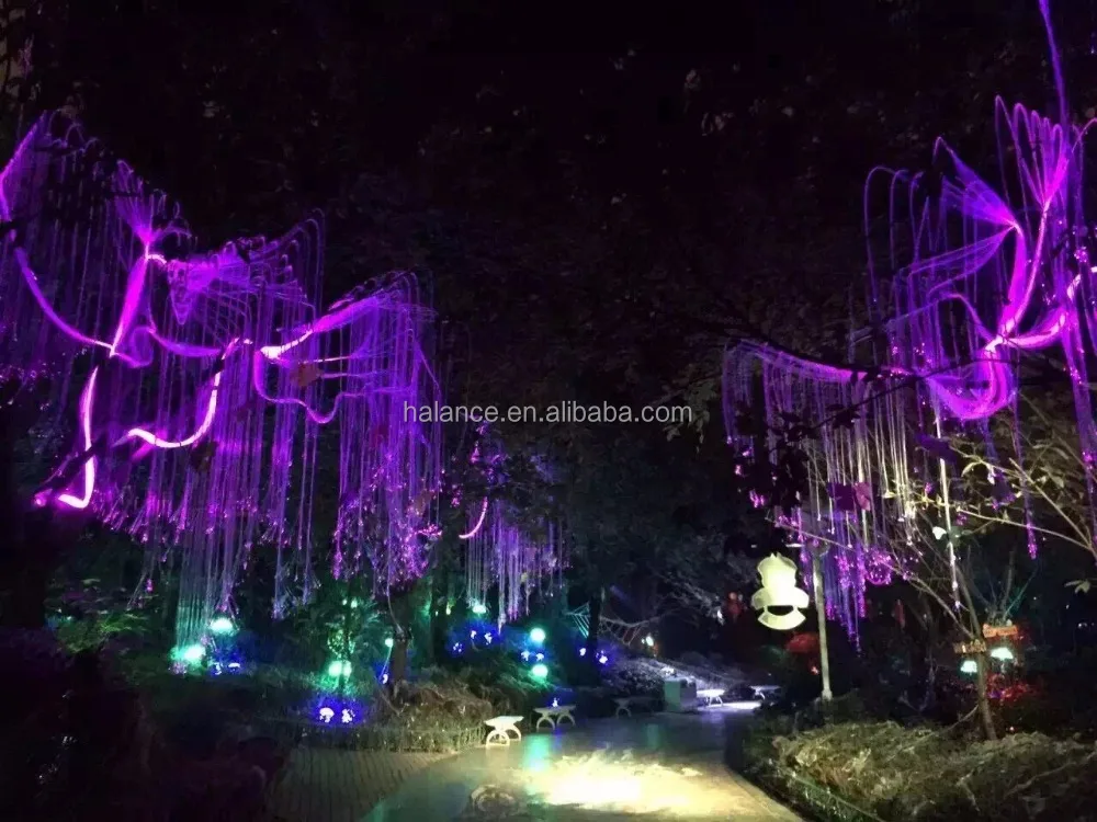 Bridge artificial waterfall water curtain and twinkle fiber curtain outdoor water fountain