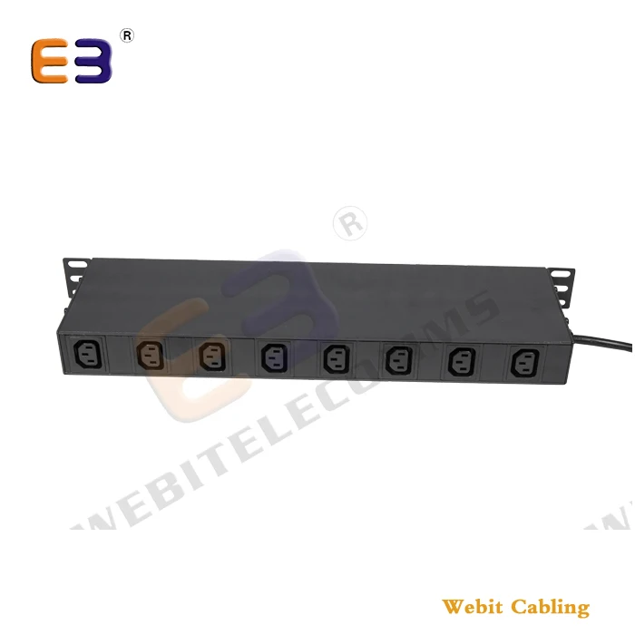 IEC C13 1U 19' 6 Way Rackmount Power Distribution Unit Network Cabinet C13 PDU