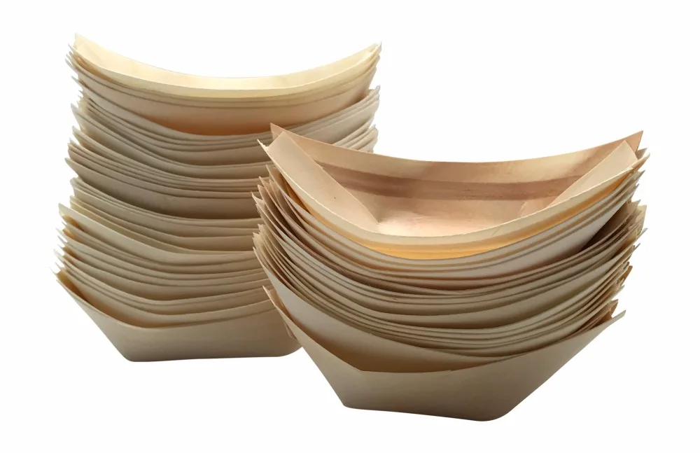 disposable wooden craft boat shaped plate sushi boat