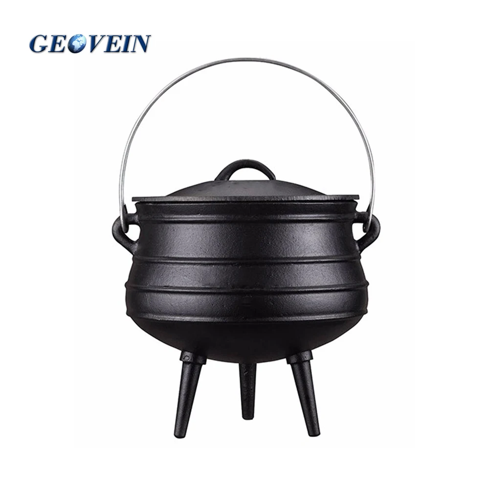 Traditional African Cast Iron Potjie Cauldron Pots Three Legs  Couldron